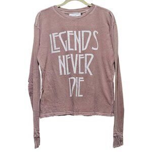 Legends Never Die Graphic Cropped Long Sleeve Shirt By Girl Dangerous  100% Cott
